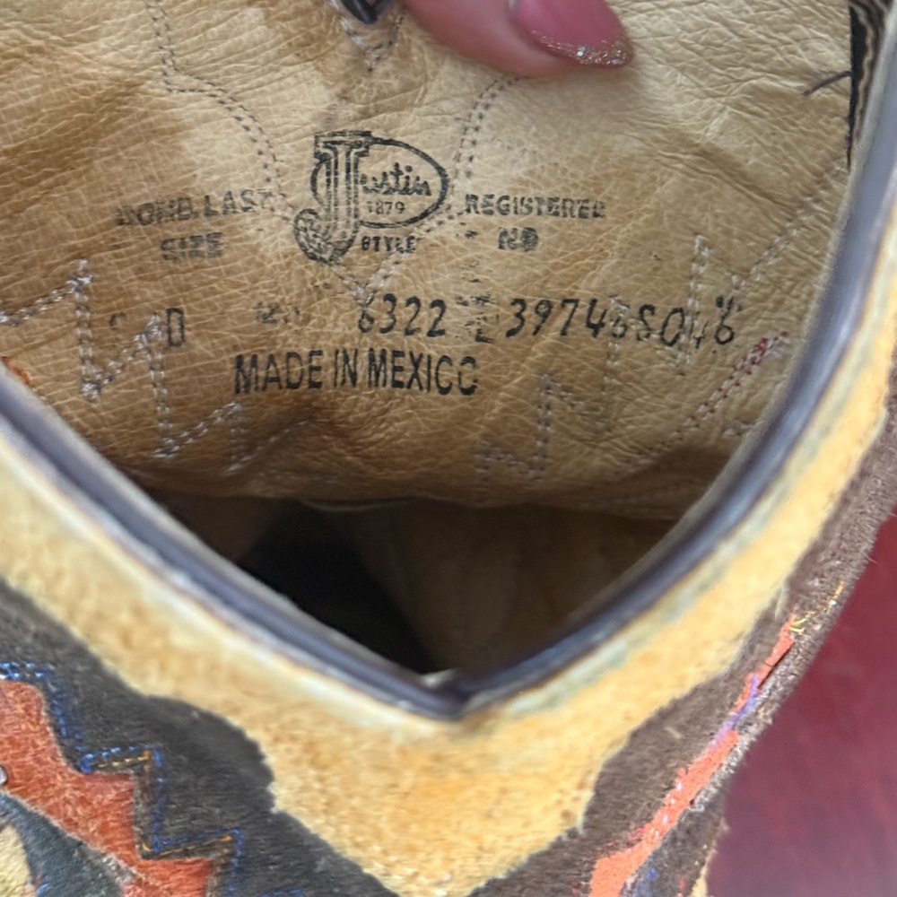 Justin Boots Brown and Yellow Heeled Boots - Picture 7 of 9